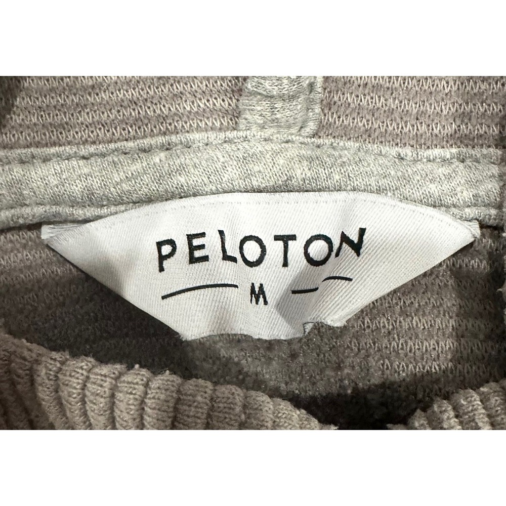 Peloton Men's Gray Grey Hoodie Hooded Sweatshirt Ribbed Performance Medium M - Picture 10 of 11